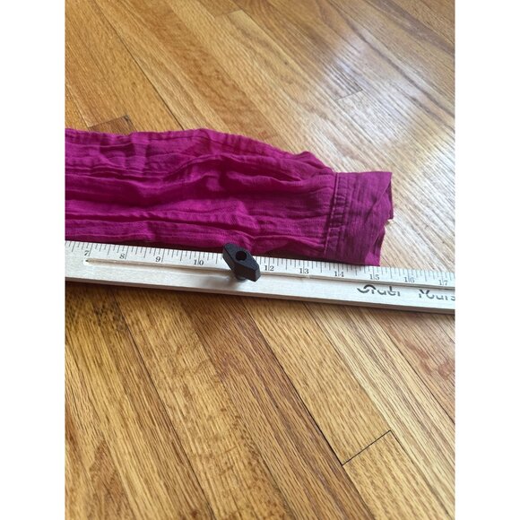 Pink Textured Button-Down Shirt By Mynah S Cotton Roll-Tab Sleeves Lightweight - Picture 3 of 9